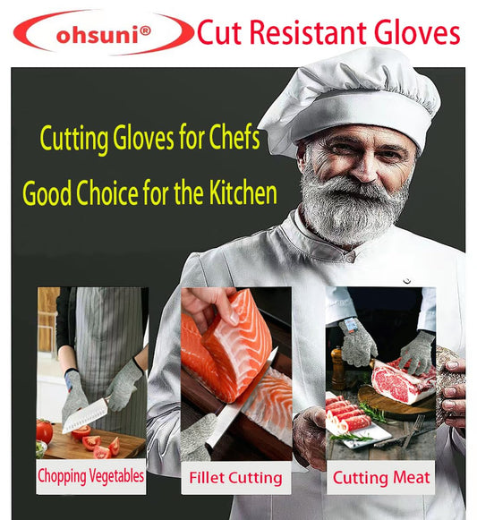 Cutting Gloves, 2 Pairs of Cut Resistant Gloves Food Grade, Cut Resistant Gloves for Kitchen, Oyster Shucking, Fish Fillet Processing, Carving Wood and Gardening(Medium-Grey)