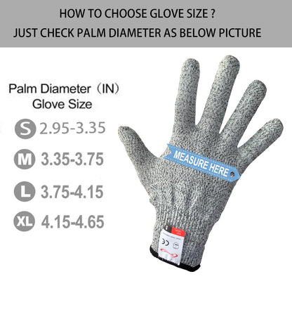 Cutting Gloves, 2 Pairs of Cut Resistant Gloves Food Grade, Cut Resistant Gloves for Kitchen, Oyster Shucking, Fish Fillet Processing, Carving Wood and Gardening(Medium-Grey)