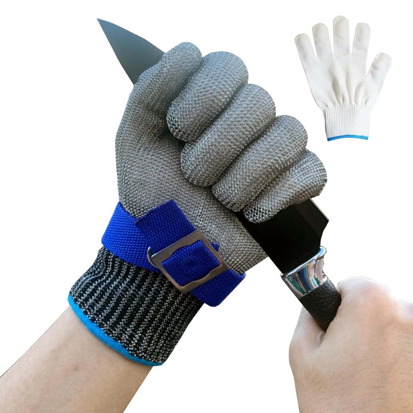 Cutting Gloves, 2 Pairs of Cut Resistant Gloves Food Grade, Cut Resistant Gloves for Kitchen, Oyster Shucking, Fish Fillet Processing, Carving Wood and Gardening(Medium-Grey)