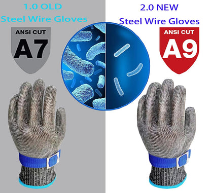 Cutting Gloves, 2 Pairs of Cut Resistant Gloves Food Grade, Cut Resistant Gloves for Kitchen, Oyster Shucking, Fish Fillet Processing, Carving Wood and Gardening(Medium-Grey)