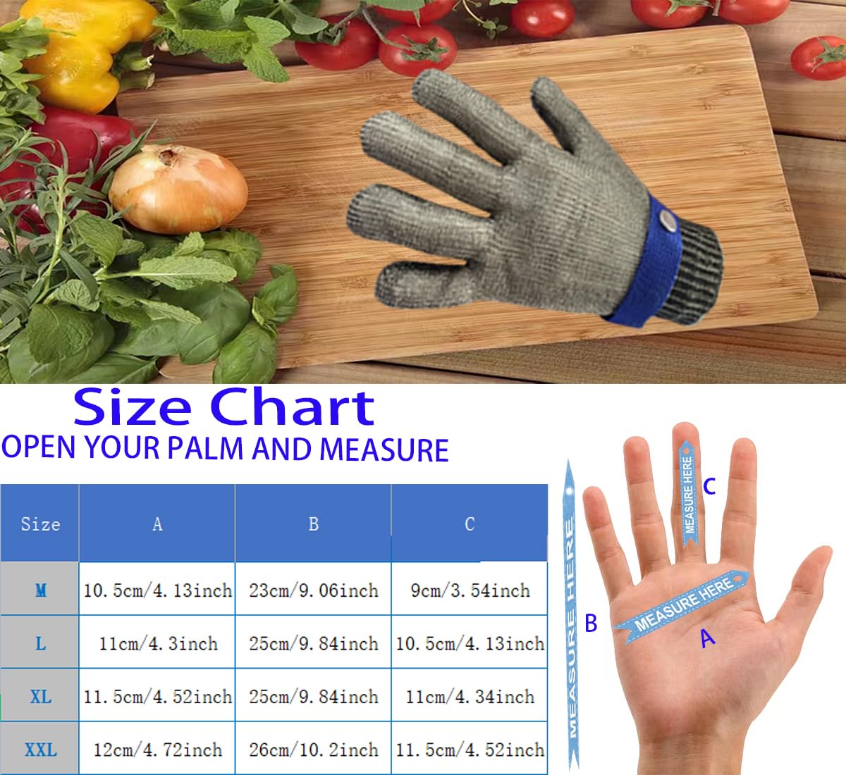Cutting Gloves, 2 Pairs of Cut Resistant Gloves Food Grade, Cut Resistant Gloves for Kitchen, Oyster Shucking, Fish Fillet Processing, Carving Wood and Gardening(Medium-Grey)