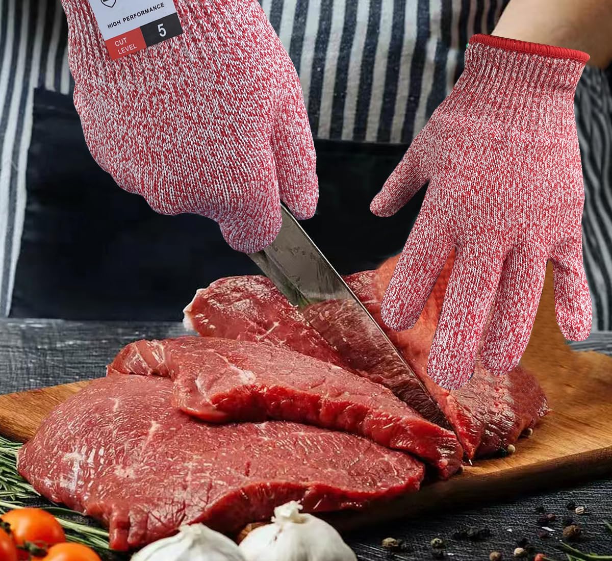 Cutting Gloves, 2 Pairs of Cut Resistant Gloves Food Grade, Cut Resistant Gloves for Kitchen, Oyster Shucking, Fish Fillet Processing, Carving Wood and Gardening(Medium-Grey)