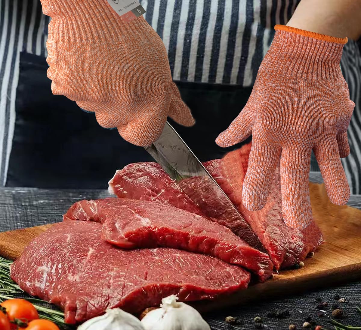 Cutting Gloves, 2 Pairs of Cut Resistant Gloves Food Grade, Cut Resistant Gloves for Kitchen, Oyster Shucking, Fish Fillet Processing, Carving Wood and Gardening(Medium-Grey)