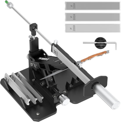 Portable Folding Knife Sharpener XAR-FS1, Adjustable Angle Sharpening System with 240#, 400#, 800#, 2000# Diamond Stone Set for Pocket, Hunting, Kitchen & Serrated Knives