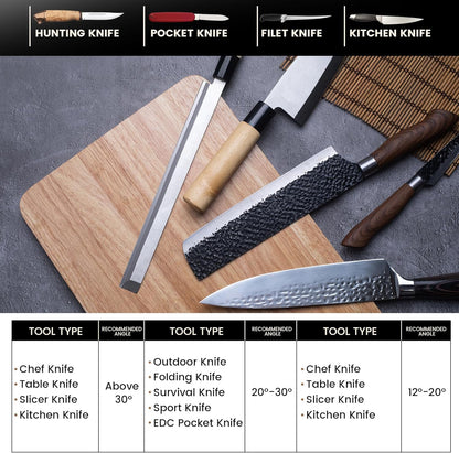 Portable Folding Knife Sharpener XAR-FS1, Adjustable Angle Sharpening System with 240#, 400#, 800#, 2000# Diamond Stone Set for Pocket, Hunting, Kitchen & Serrated Knives