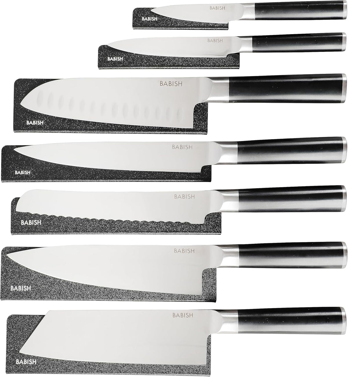14-Piece Full Tang Forged Kitchen Knife Set – High-Carbon 1.4116 German Steel Cutlery with Protective Sheaths – Professional Chef Knife Set