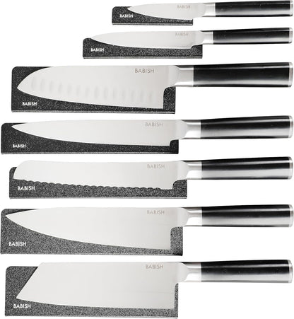 14-Piece Full Tang Forged Kitchen Knife Set – High-Carbon 1.4116 German Steel Cutlery with Protective Sheaths – Professional Chef Knife Set