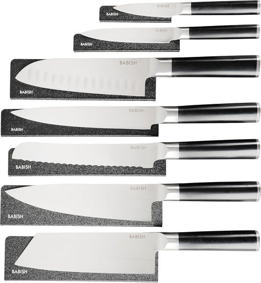 14-Piece Full Tang Forged Kitchen Knife Set – High-Carbon 1.4116 German Steel Cutlery with Protective Sheaths – Professional Chef Knife Set