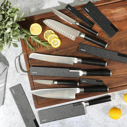 14-Piece Full Tang Forged Kitchen Knife Set – High-Carbon 1.4116 German Steel Cutlery with Protective Sheaths – Professional Chef Knife Set