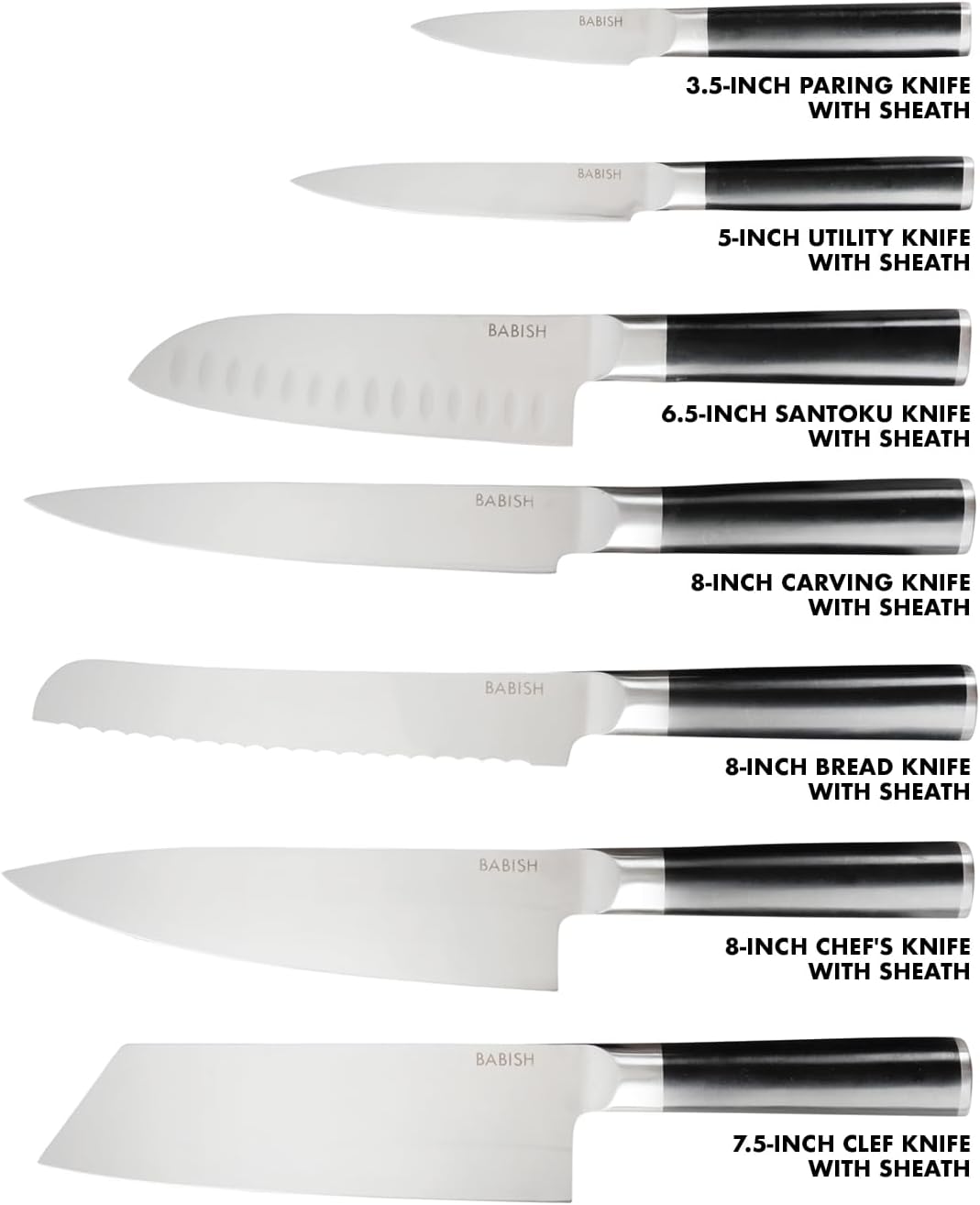 14-Piece Full Tang Forged Kitchen Knife Set – High-Carbon 1.4116 German Steel Cutlery with Protective Sheaths – Professional Chef Knife Set