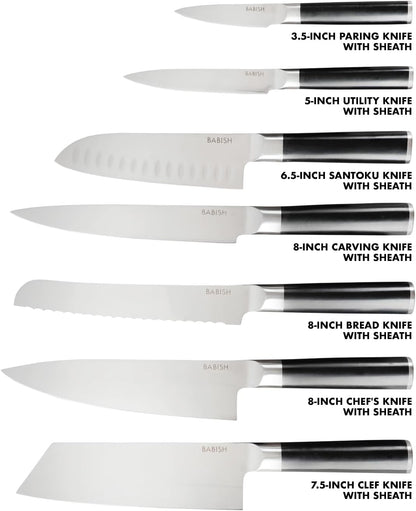 14-Piece Full Tang Forged Kitchen Knife Set – High-Carbon 1.4116 German Steel Cutlery with Protective Sheaths – Professional Chef Knife Set