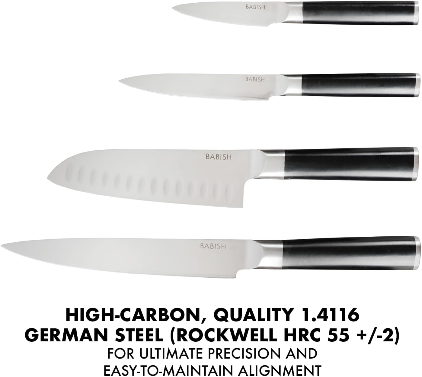 14-Piece Full Tang Forged Kitchen Knife Set – High-Carbon 1.4116 German Steel Cutlery with Protective Sheaths – Professional Chef Knife Set