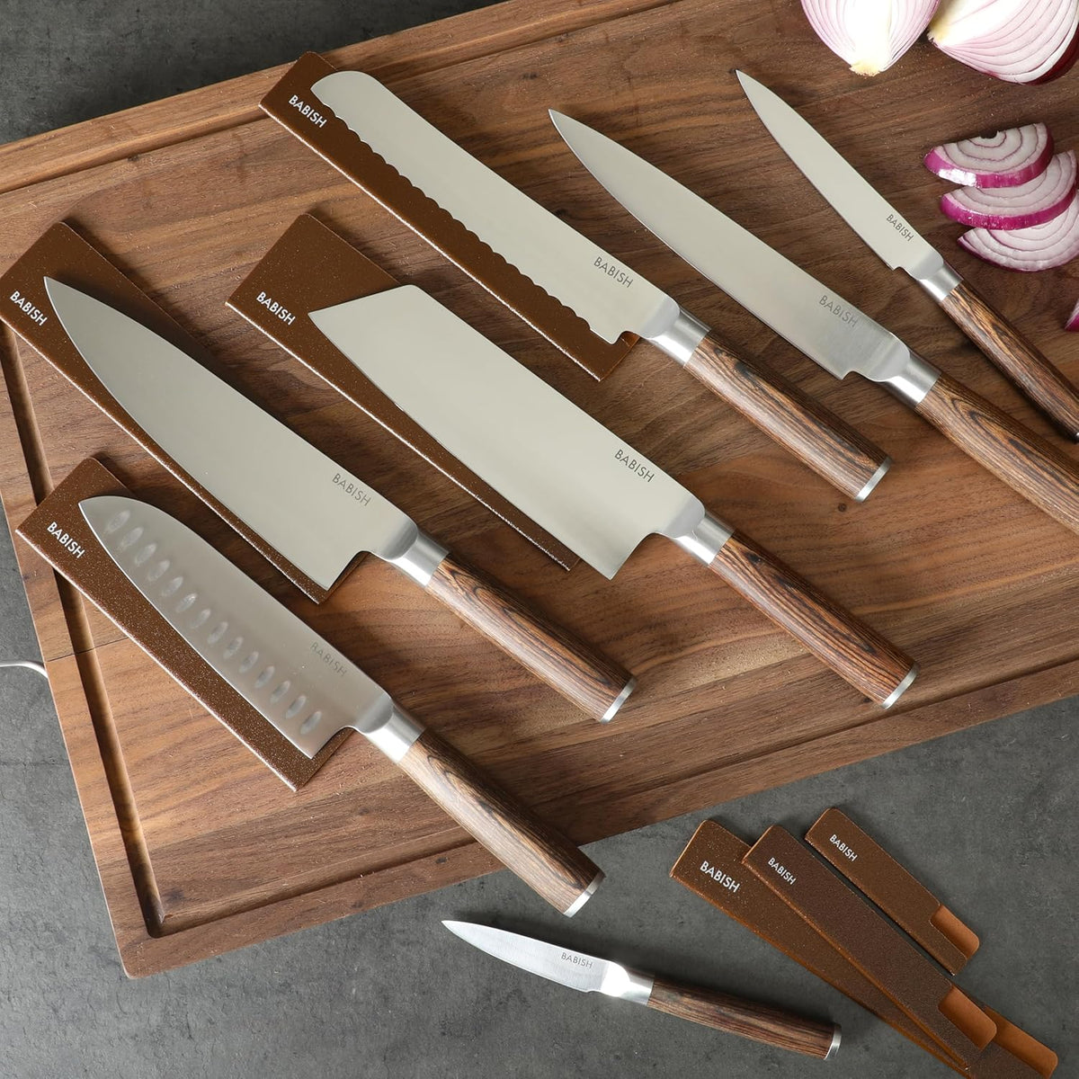 14-Piece Full Tang Forged Kitchen Knife Set – High-Carbon 1.4116 German Steel Cutlery with Protective Sheaths – Professional Chef Knife Set