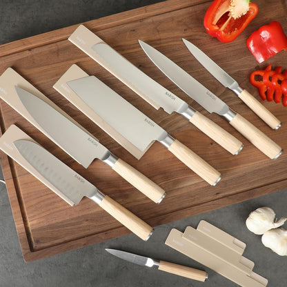 14-Piece Full Tang Forged Kitchen Knife Set – High-Carbon 1.4116 German Steel Cutlery with Protective Sheaths – Professional Chef Knife Set