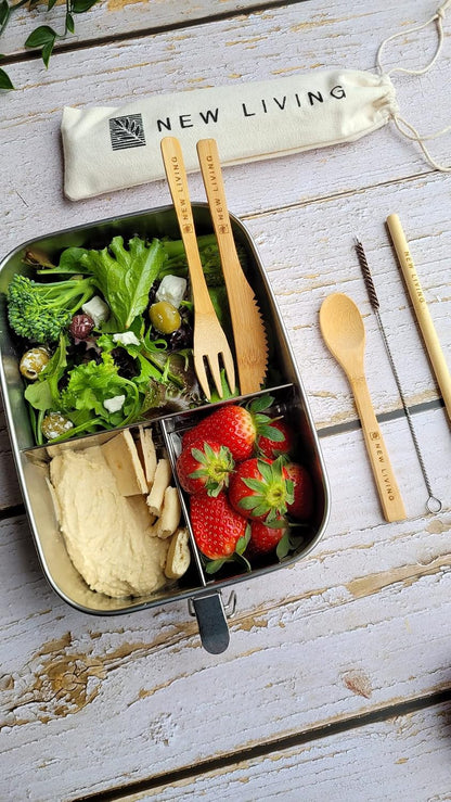Bamboo Cutlery Set | Reusable, for Travel | Includes Bamboo Straw, Fork, Knife, Spoon, Cleaner & Carry Case | Eco Product