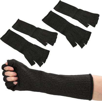 2 Pairs Cut Arm Sleeves, Level 5 Scratch Abrasion Protection with Finger Holes, for Yard Work Kitchen Chainsaw Safety (Medium 9.17 X 1.57in)