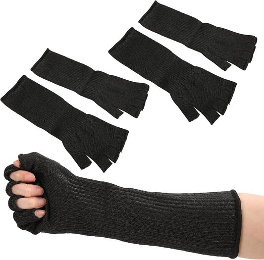 2 Pairs Cut Arm Sleeves, Level 5 Scratch Abrasion Protection with Finger Holes, for Yard Work Kitchen Chainsaw Safety (Medium 9.17 X 1.57in)