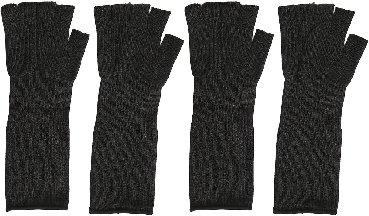 2 Pairs Cut Arm Sleeves, Level 5 Scratch Abrasion Protection with Finger Holes, for Yard Work Kitchen Chainsaw Safety (Medium 9.17 X 1.57in)