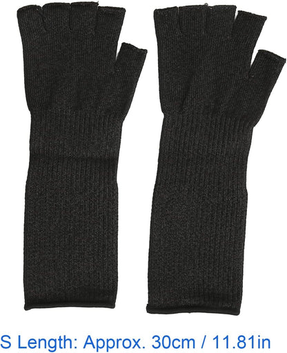 2 Pairs Cut Arm Sleeves, Level 5 Scratch Abrasion Protection with Finger Holes, for Yard Work Kitchen Chainsaw Safety (Medium 9.17 X 1.57in)