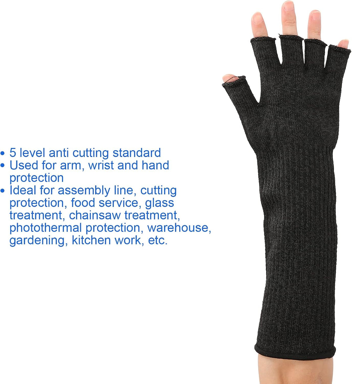 2 Pairs Cut Arm Sleeves, Level 5 Scratch Abrasion Protection with Finger Holes, for Yard Work Kitchen Chainsaw Safety (Medium 9.17 X 1.57in)