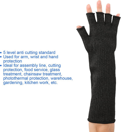 2 Pairs Cut Arm Sleeves, Level 5 Scratch Abrasion Protection with Finger Holes, for Yard Work Kitchen Chainsaw Safety (Medium 9.17 X 1.57in)