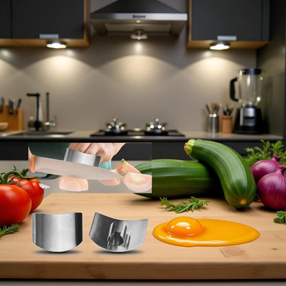 2Pcs Stainless Steel Finger Guard, 2024 Stainless Steel Finger Guard Knife Cutting Protector, Premium Slicing Tool Finger Protector Finger Protectors for Dicing, Slicing, Chopping Vegetables