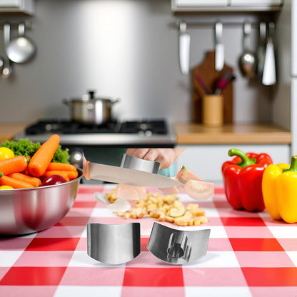 2Pcs Stainless Steel Finger Guard, 2024 Stainless Steel Finger Guard Knife Cutting Protector, Premium Slicing Tool Finger Protector Finger Protectors for Dicing, Slicing, Chopping Vegetables