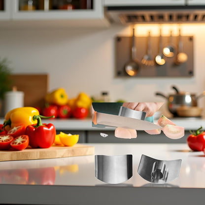 2Pcs Stainless Steel Finger Guard, 2024 Stainless Steel Finger Guard Knife Cutting Protector, Premium Slicing Tool Finger Protector Finger Protectors for Dicing, Slicing, Chopping Vegetables