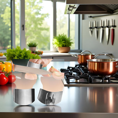 2Pcs Stainless Steel Finger Guard, 2024 Stainless Steel Finger Guard Knife Cutting Protector, Premium Slicing Tool Finger Protector Finger Protectors for Dicing, Slicing, Chopping Vegetables