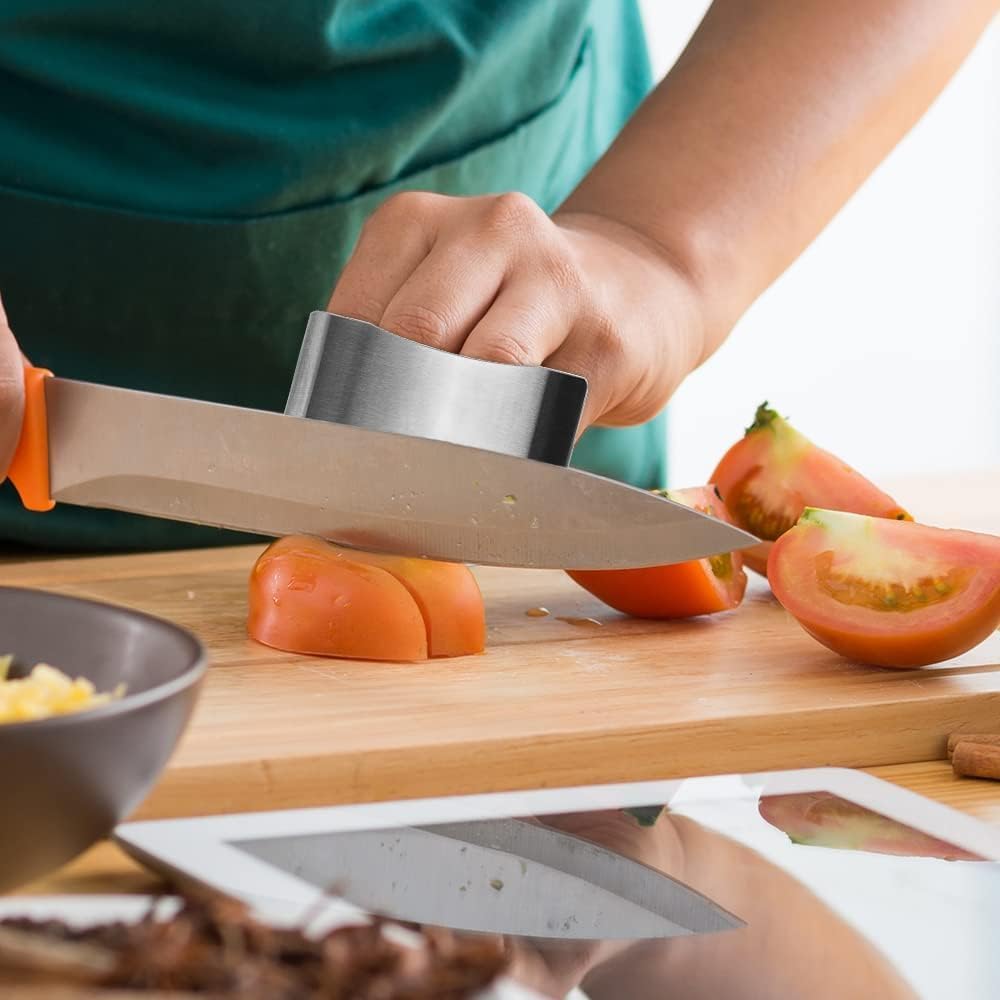 2Pcs Stainless Steel Finger Guard, 2024 Stainless Steel Finger Guard Knife Cutting Protector, Premium Slicing Tool Finger Protector Finger Protectors for Dicing, Slicing, Chopping Vegetables