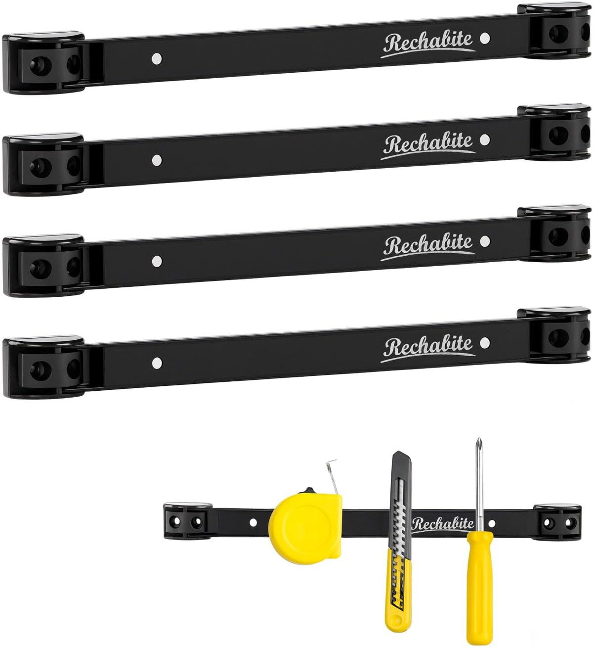 12" Magnetic Tool Holder Strip, Black Magnet Bar, Metal Tool Organizer Rack for Garage Organization, Easy To Install in Workshop, Mounting Screws Included