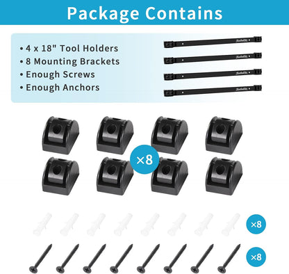 12" Magnetic Tool Holder Strip, Black Magnet Bar, Metal Tool Organizer Rack for Garage Organization, Easy To Install in Workshop, Mounting Screws Included