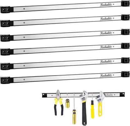12" Magnetic Tool Holder Strip, Black Magnet Bar, Metal Tool Organizer Rack for Garage Organization, Easy To Install in Workshop, Mounting Screws Included