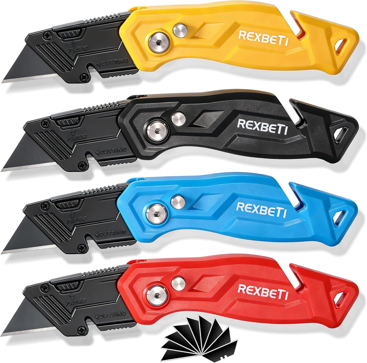 4-Pack Box Cutter Utility Knife, Folding Pocket Knife, 14 Blades