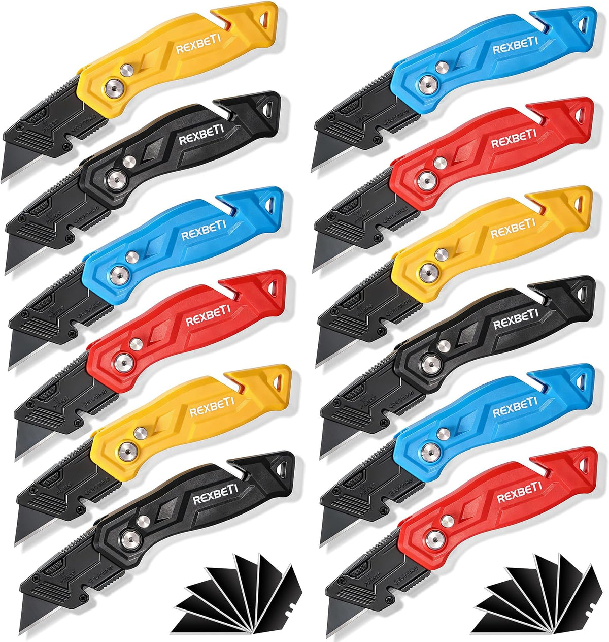 4-Pack Box Cutter Utility Knife, Folding Pocket Knife, 14 Blades