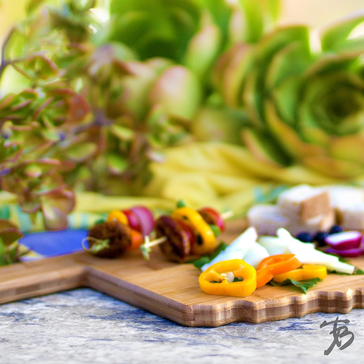 Oklahoma State Shaped Bamboo Serving and Cutting Board | State charcuterie board with natural bamboo grain. Knife-friendly surface for food prep. Hang tie for wall display.