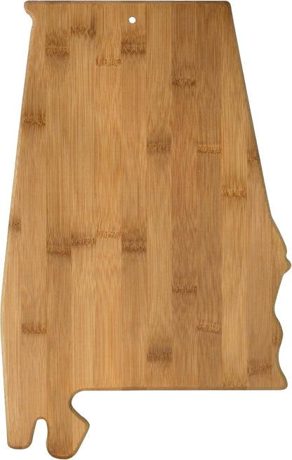 Oklahoma State Shaped Bamboo Serving and Cutting Board | State charcuterie board with natural bamboo grain. Knife-friendly surface for food prep. Hang tie for wall display.