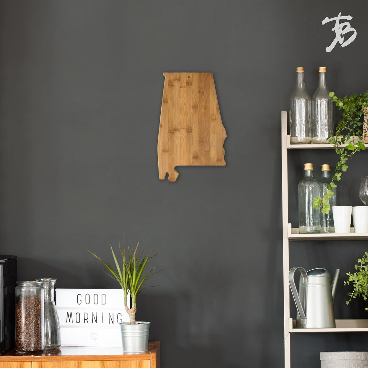 Oklahoma State Shaped Bamboo Serving and Cutting Board | State charcuterie board with natural bamboo grain. Knife-friendly surface for food prep. Hang tie for wall display.