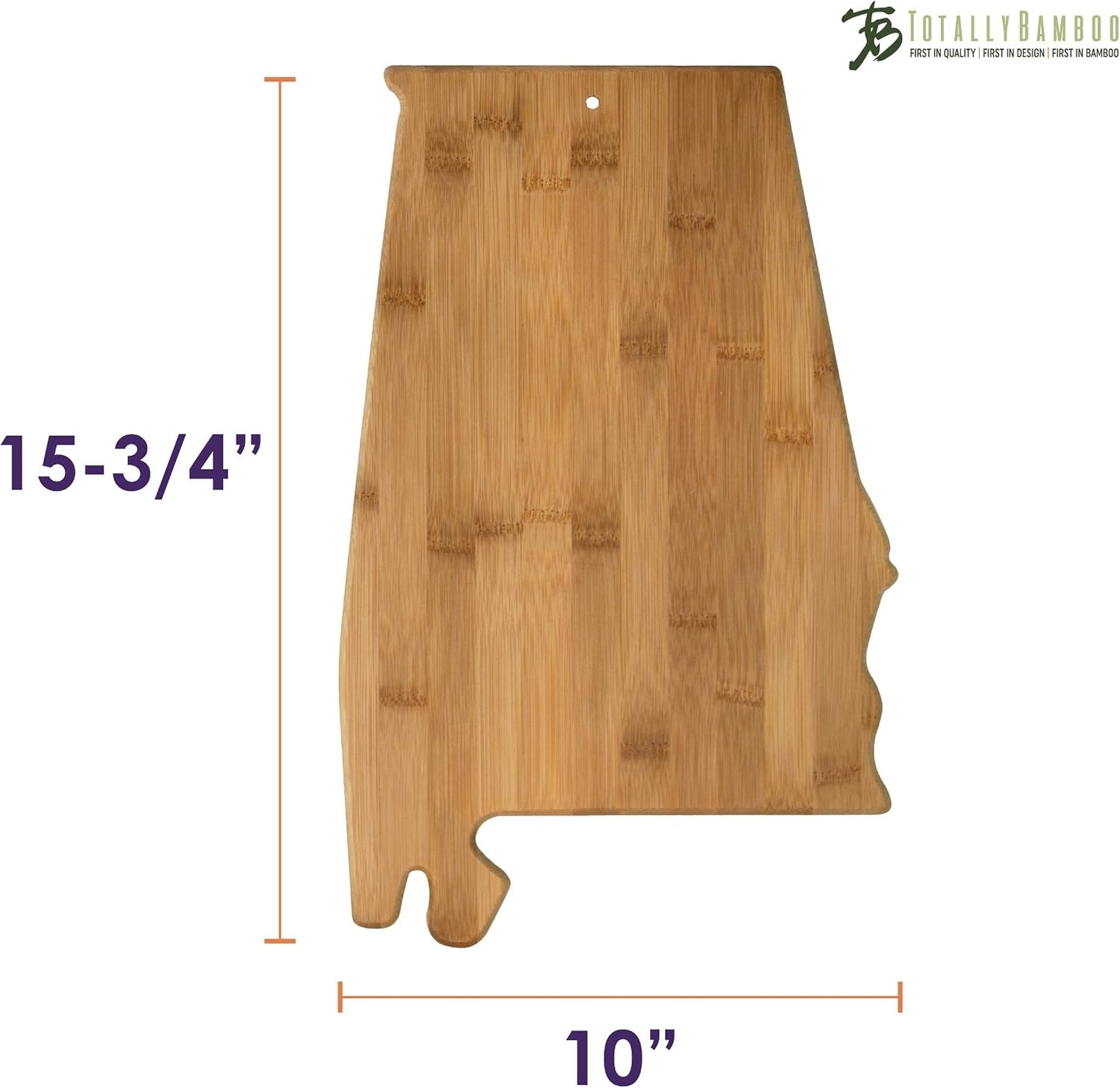 Oklahoma State Shaped Bamboo Serving and Cutting Board | State charcuterie board with natural bamboo grain. Knife-friendly surface for food prep. Hang tie for wall display.