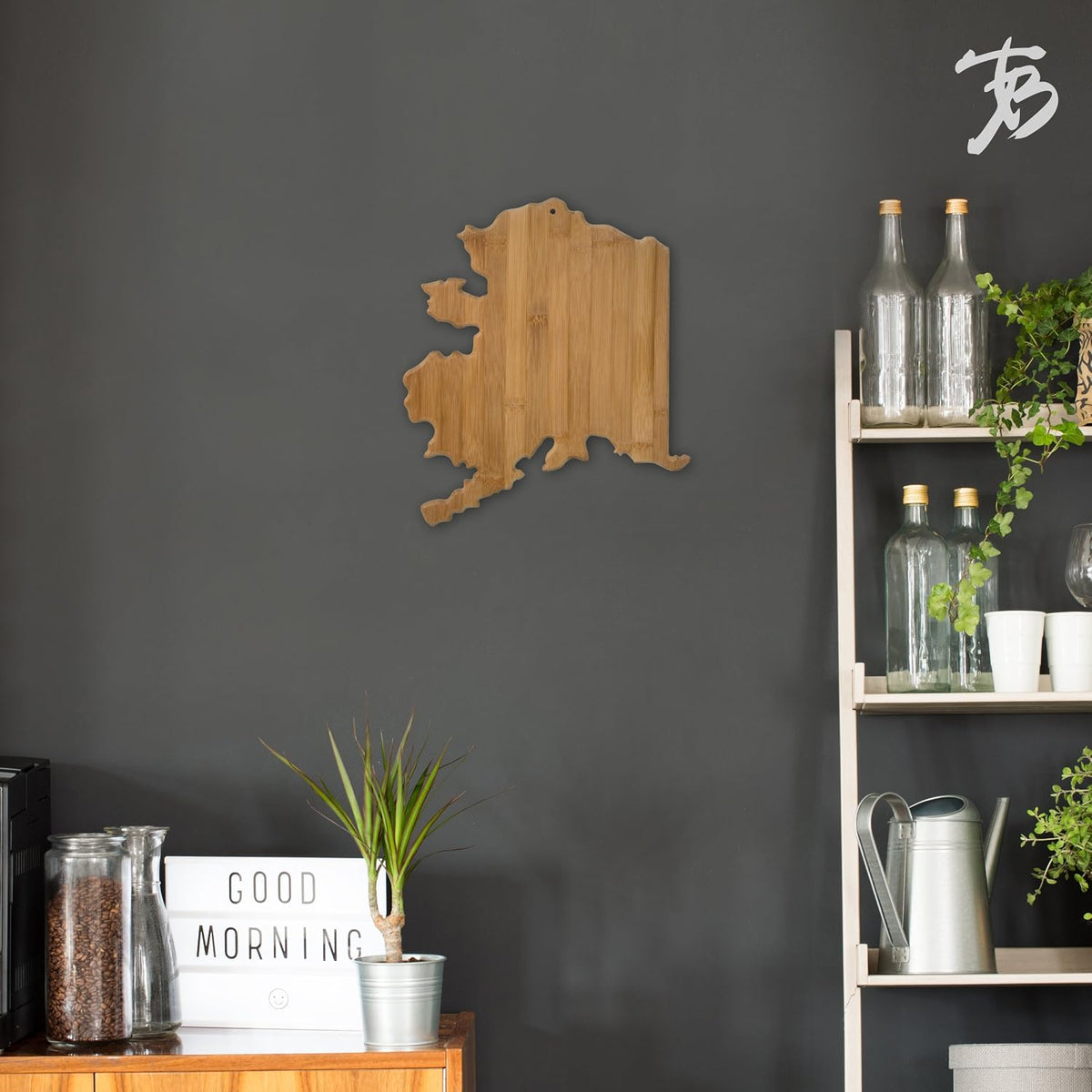 Oklahoma State Shaped Bamboo Serving and Cutting Board | State charcuterie board with natural bamboo grain. Knife-friendly surface for food prep. Hang tie for wall display.