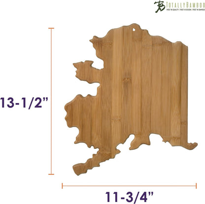 Oklahoma State Shaped Bamboo Serving and Cutting Board | State charcuterie board with natural bamboo grain. Knife-friendly surface for food prep. Hang tie for wall display.