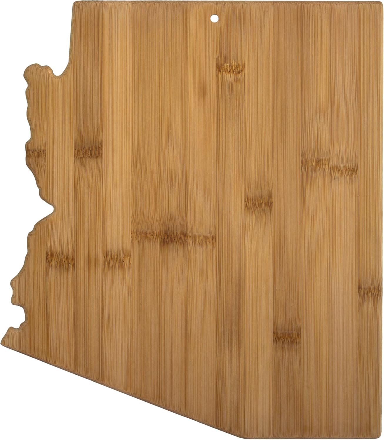 Oklahoma State Shaped Bamboo Serving and Cutting Board | State charcuterie board with natural bamboo grain. Knife-friendly surface for food prep. Hang tie for wall display.