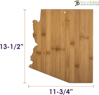 Oklahoma State Shaped Bamboo Serving and Cutting Board | State charcuterie board with natural bamboo grain. Knife-friendly surface for food prep. Hang tie for wall display.