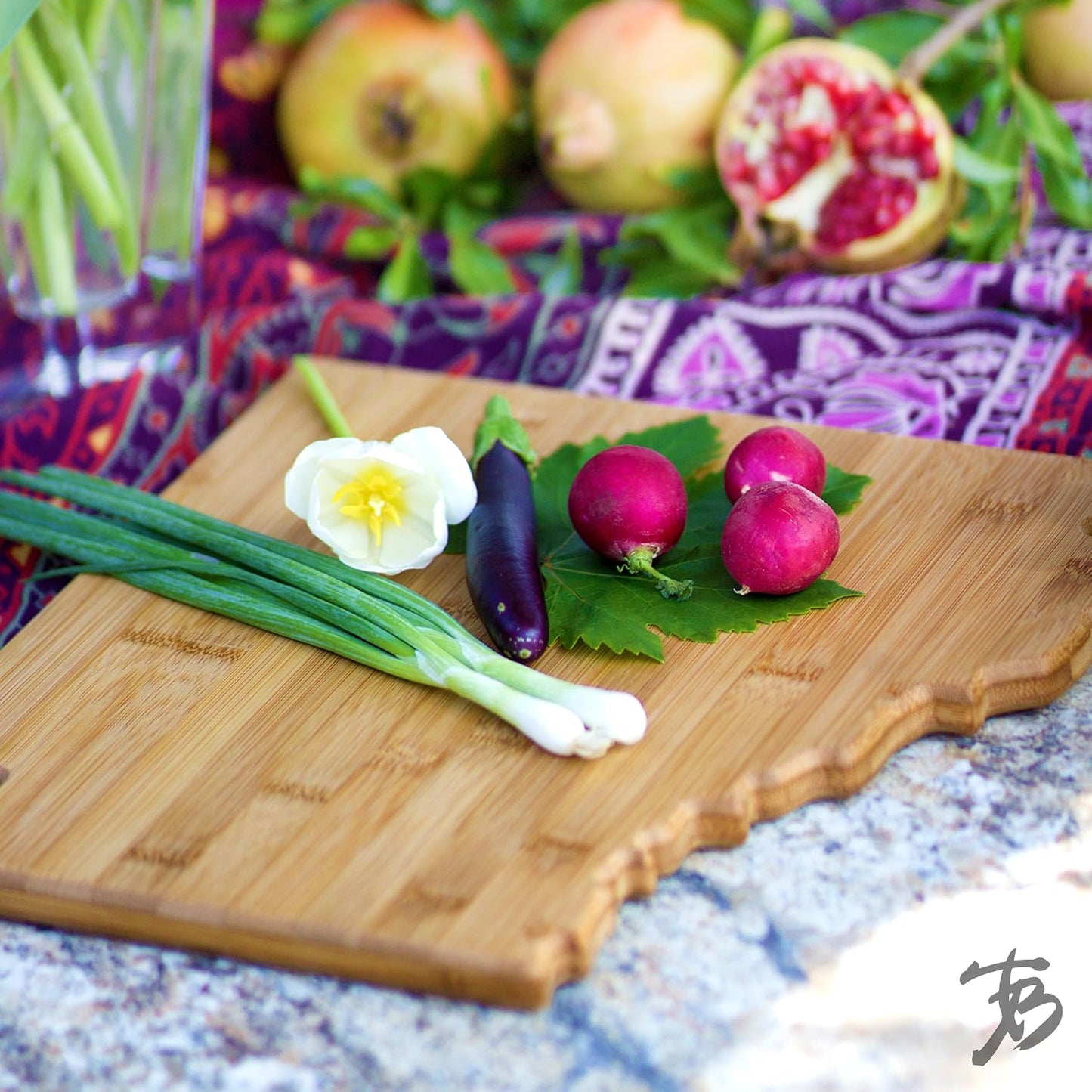 Oklahoma State Shaped Bamboo Serving and Cutting Board | State charcuterie board with natural bamboo grain. Knife-friendly surface for food prep. Hang tie for wall display.