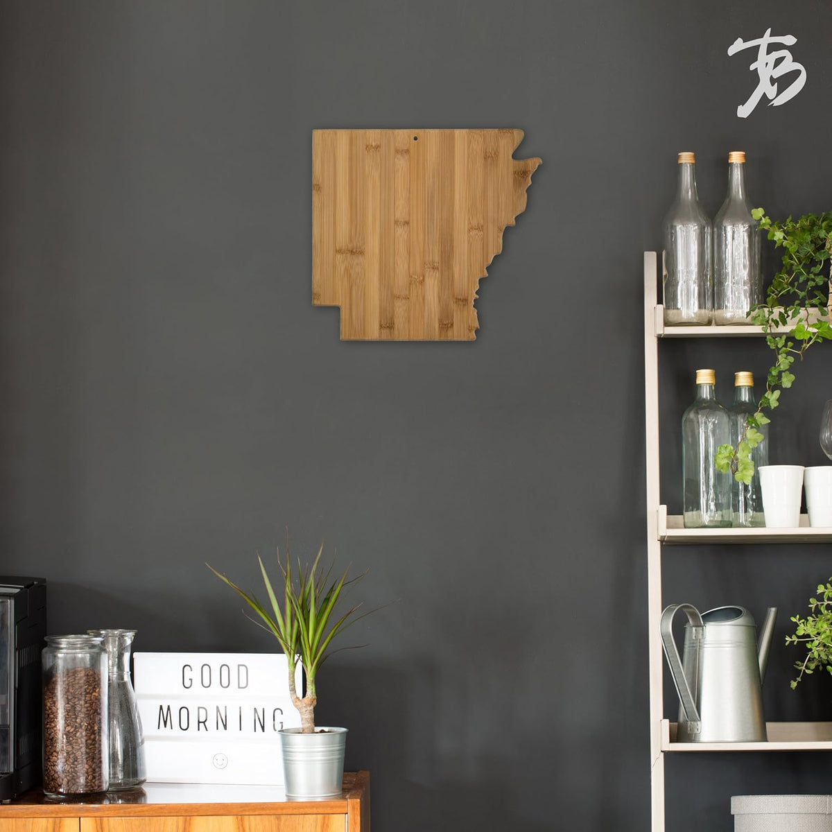 Oklahoma State Shaped Bamboo Serving and Cutting Board | State charcuterie board with natural bamboo grain. Knife-friendly surface for food prep. Hang tie for wall display.