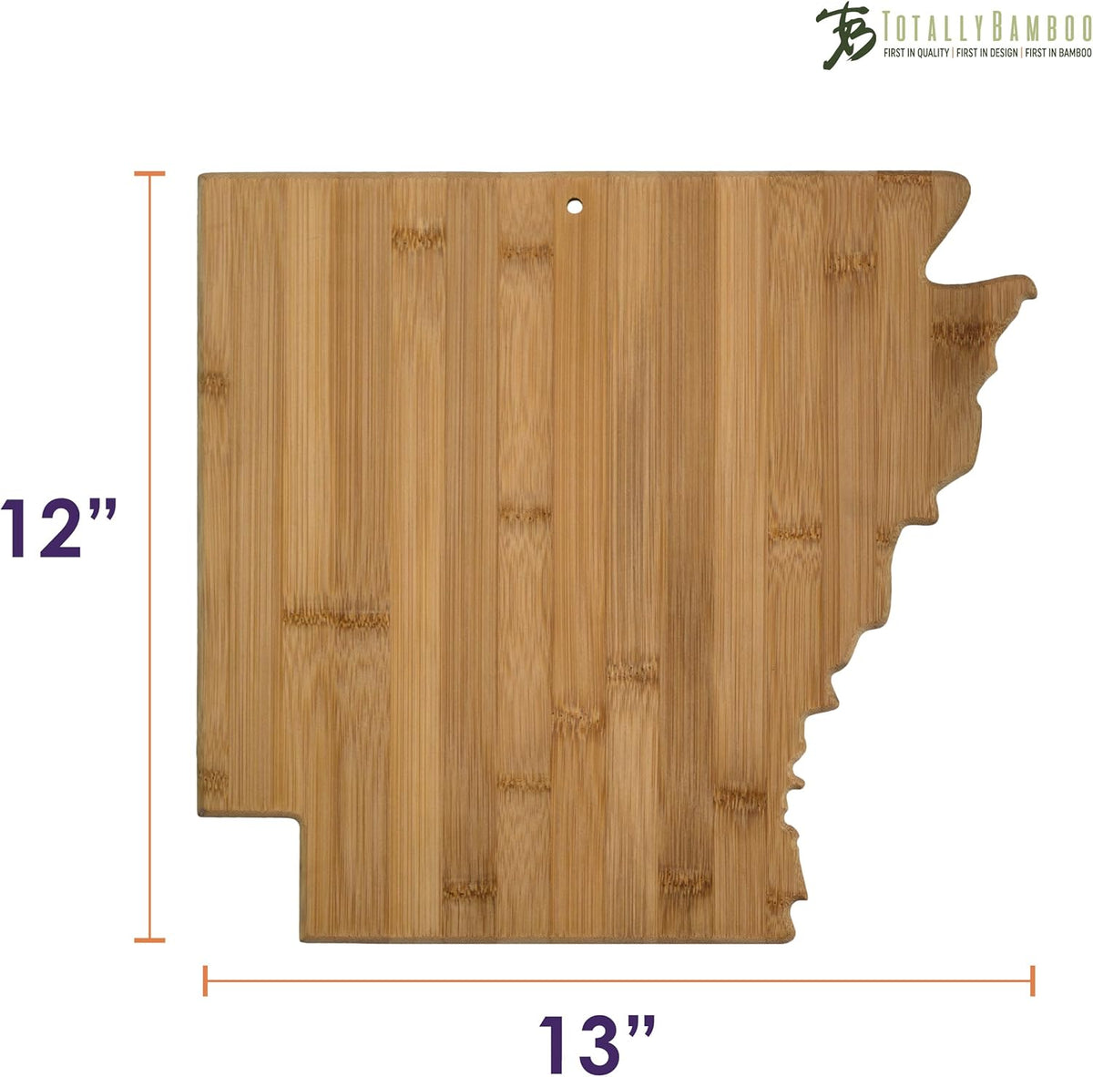 Oklahoma State Shaped Bamboo Serving and Cutting Board | State charcuterie board with natural bamboo grain. Knife-friendly surface for food prep. Hang tie for wall display.