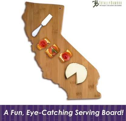 Oklahoma State Shaped Bamboo Serving and Cutting Board | State charcuterie board with natural bamboo grain. Knife-friendly surface for food prep. Hang tie for wall display.