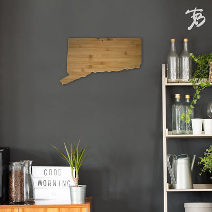 Oklahoma State Shaped Bamboo Serving and Cutting Board | State charcuterie board with natural bamboo grain. Knife-friendly surface for food prep. Hang tie for wall display.