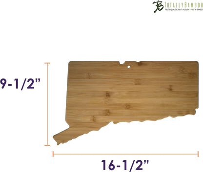 Oklahoma State Shaped Bamboo Serving and Cutting Board | State charcuterie board with natural bamboo grain. Knife-friendly surface for food prep. Hang tie for wall display.