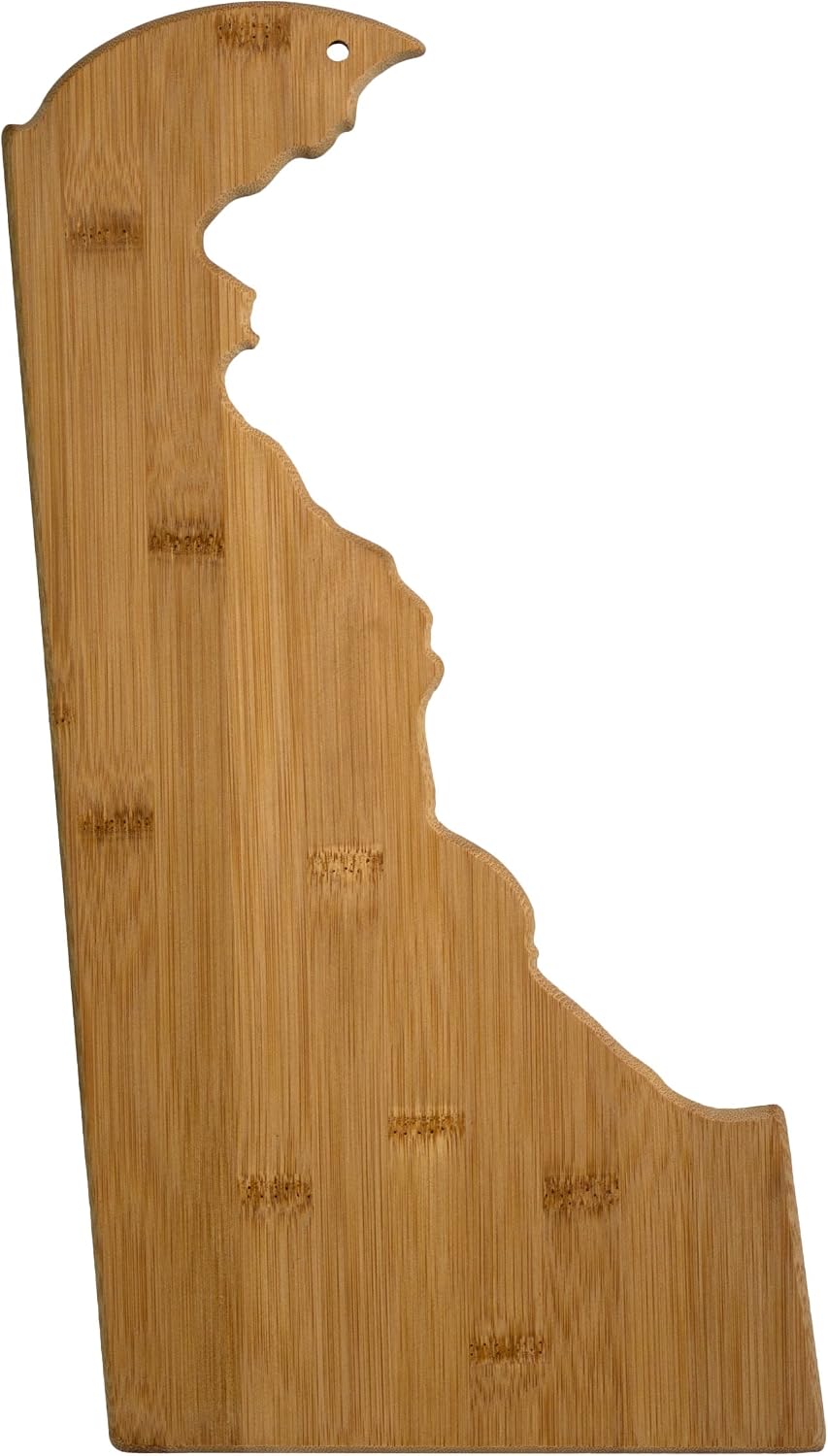 Oklahoma State Shaped Bamboo Serving and Cutting Board | State charcuterie board with natural bamboo grain. Knife-friendly surface for food prep. Hang tie for wall display.
